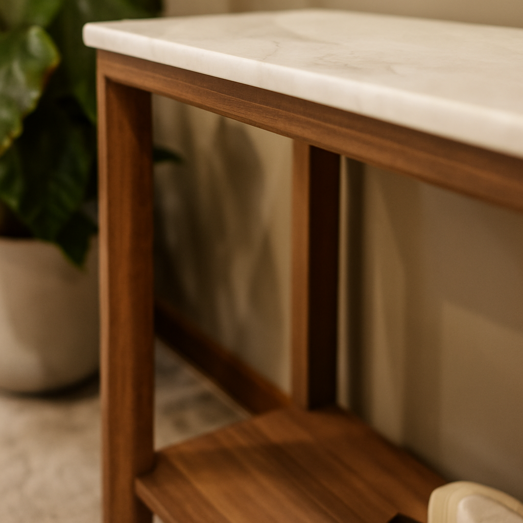 Detalle del diseño y material del mueble de diseño Consola Adria NUMI