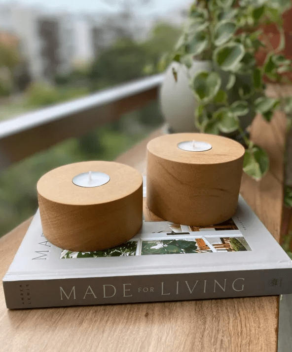 Portavelas de madera (par) - NUMI