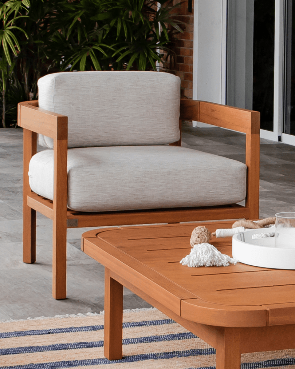 Sofá de 1 Cuerpo Vera de madera NUMI, diseño moderno para tu terraza