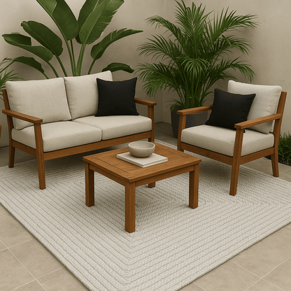 Alfombra TA Original Gris en terraza exterior con muebles de exterior